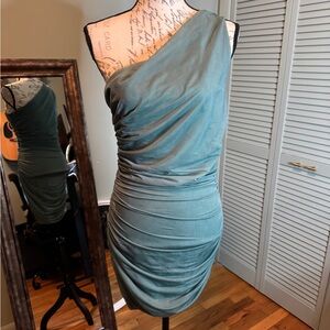 Zara One-Shoulder Dress in Teal
